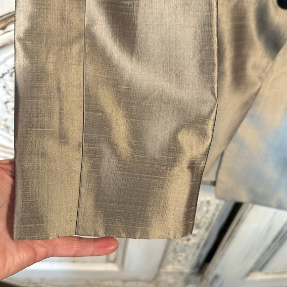 Linda Allard Ellen Tracy 100% Silk Light Sage Green Business Blazer Size 10 - Picture 5 of 11